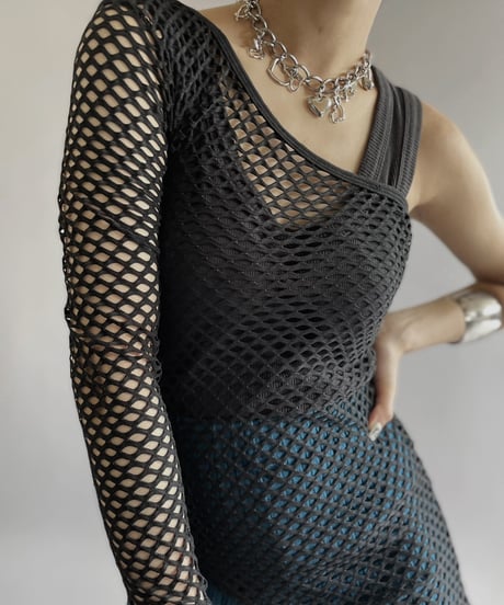 【USED】 Asymmetry Mesh Top  /240414-003
