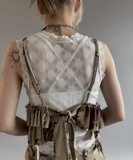 【RE;CIRCLE】 RE Camo Back Ribbon Frill Bustier / 260618-005