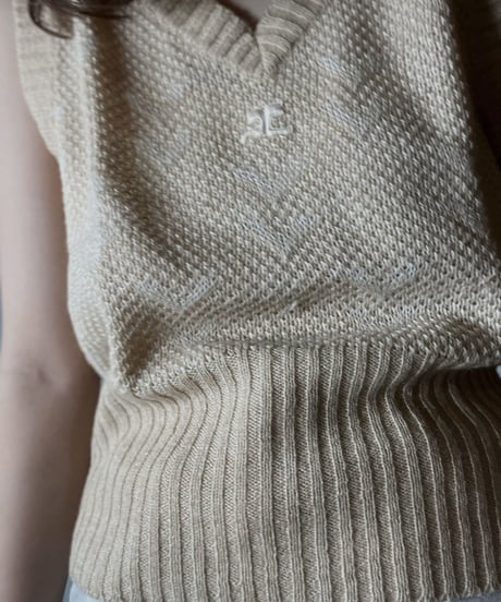 【USED】  Courreges Crochet Knit Vest/211014-042