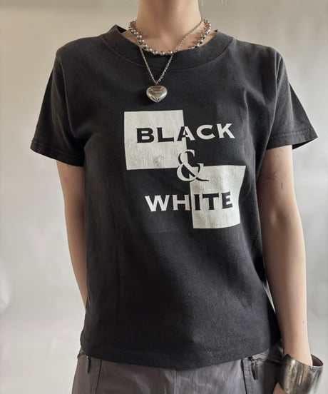 【USED】 RESIZED MADE in USA 90s GILDAN Black&White T-Shirt / 250830-011