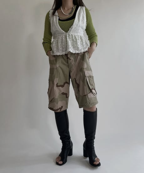 【USED】 White Cotton Sleeveless Top / 220430-004