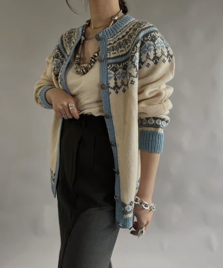 【USED】 Made in Norway Wool100% Tirolean Knit Top /240120-014