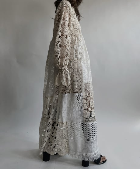 【RE;CIRCLE】 RE Crochet Lace Patchwork One-piece / 220427-040