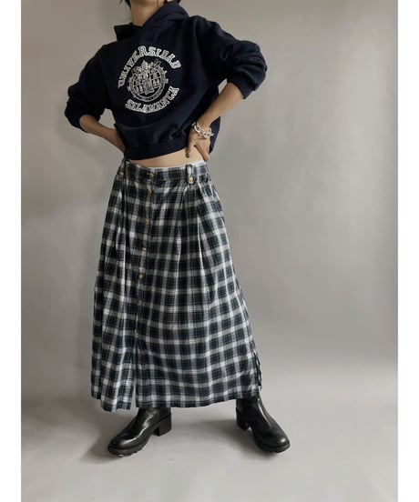 【USED】 Cotton Checked Long Skirt / 220903-001