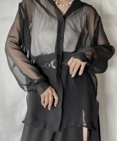 【USED】   See-through L/L Top/210926-006