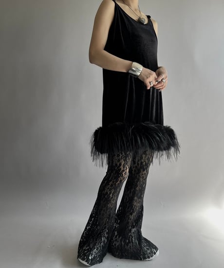 【USED】 Fur Patterned  Velour Camisole Long One-Piece/241019-007