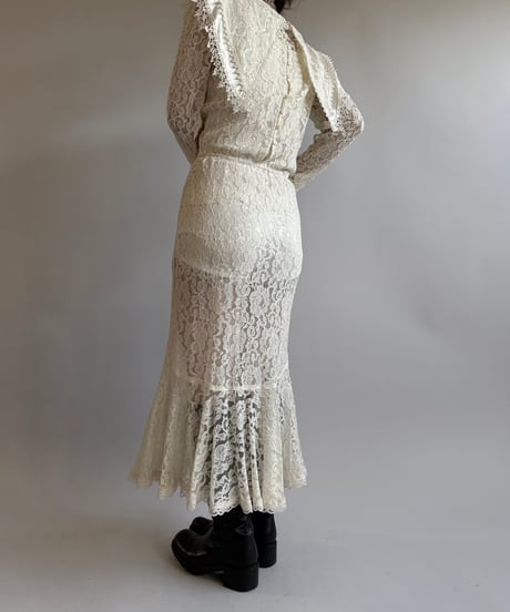 【USED】 Made in USA Lace Patterned Long One-Piece /250104-007