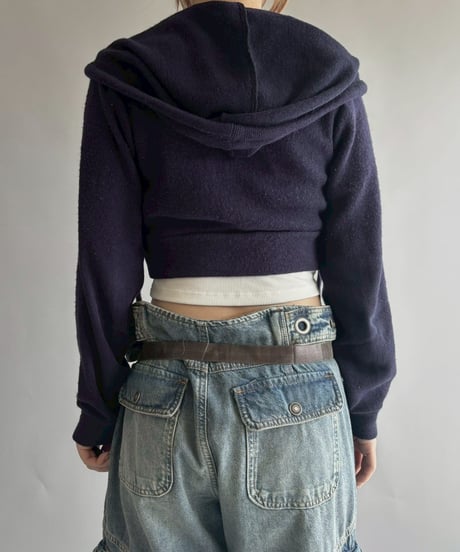 【RE;CIRCLE】 RE Hooded Acrylic Short Cardigan / 251016-002
