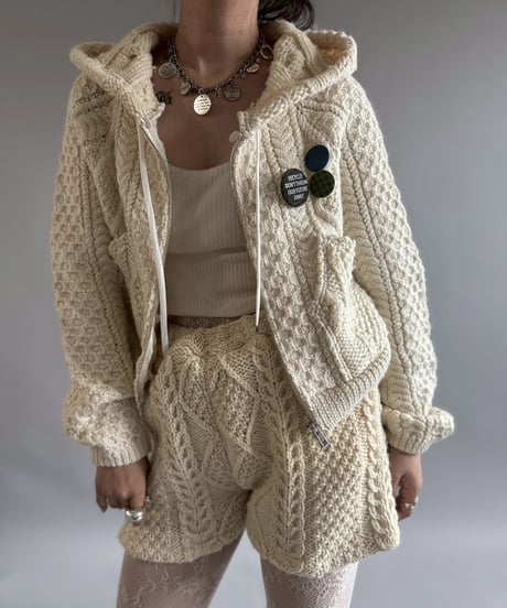 【RE;CIRCLE】 RE Aran Knit Double Zip-up Parka / Ivory / 251030-007