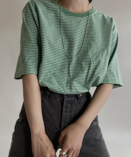 【USED】 LANDS’ END Short Sleeve  Striped T-shirt / 220521-011