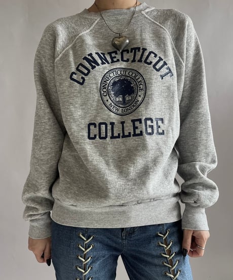 【USED】 80's CONNECTICUT College Sweat Top/241221-008