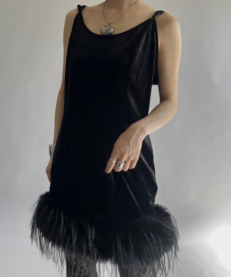 【USED】 Fur Patterned  Velour Camisole Long One-Piece/241019-007