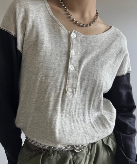 【USED】 Made in USA 70~80's Wilson × Duofold Henley Neck Top /250220-006