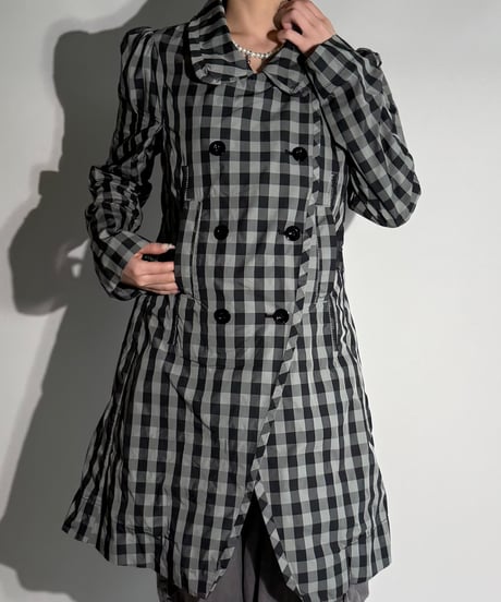 【USED】 Marithé+François Girbaud Packable Checkered Double-Breasted Coat /MS2511-001