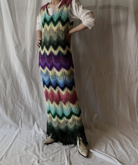 【RE;CIRCLE】 Remake Granny Knit N/S One-piece③/210331-013