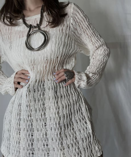 【USED】  Crochet Knit L/S Top ⑤/211014-039