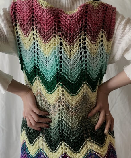 【RE;CIRCLE】 Remake Granny Knit N/S One-piece③/210331-013