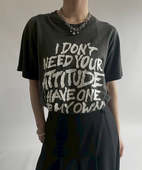 【USED】  Made in USA 80~90's Message T-Shirt/250510-022