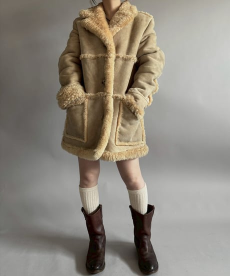 【USED】 Vintage Real Mouton Coat/ 260104-003