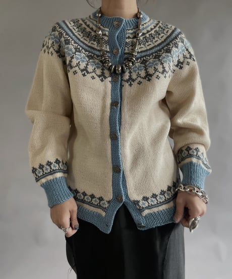 【USED】 Made in Norway Wool100% Tirolean Knit Top /240120-014
