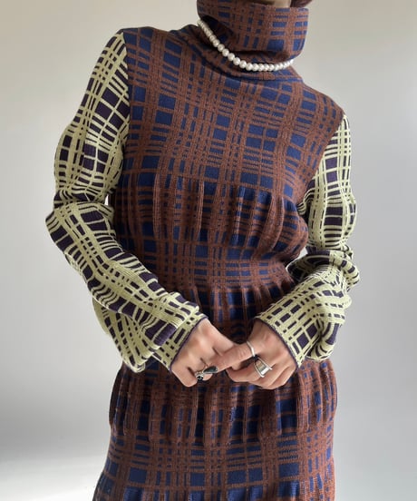 【USED】  KIKO KOSTADINOV Patterned Knit Long One-Piece/250104-025