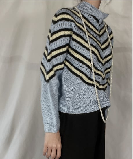【USED】   Stripe Pattered Knit L/S Top/211216-032