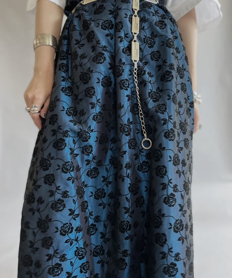 【USED】 Flower Pattern Poly Long Skirt / 230520-028