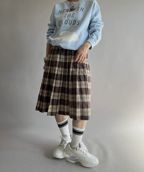 【USED】 Check Patterned Pleats Wool Skirt / 241019-033
