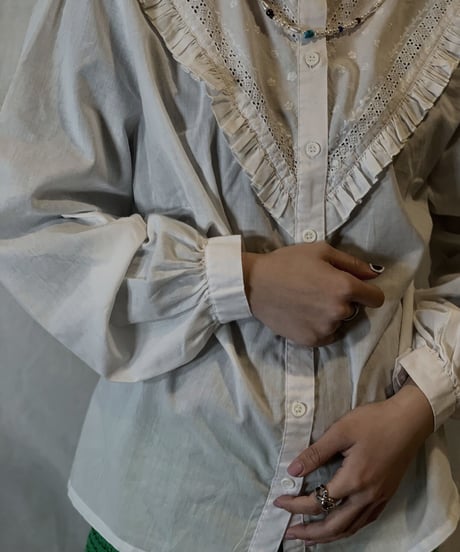 【USED】White Cotton Blouse Shirt/210217-063