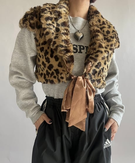 【USED】 Leopard Patterned Fake Fur Vest /241221-001