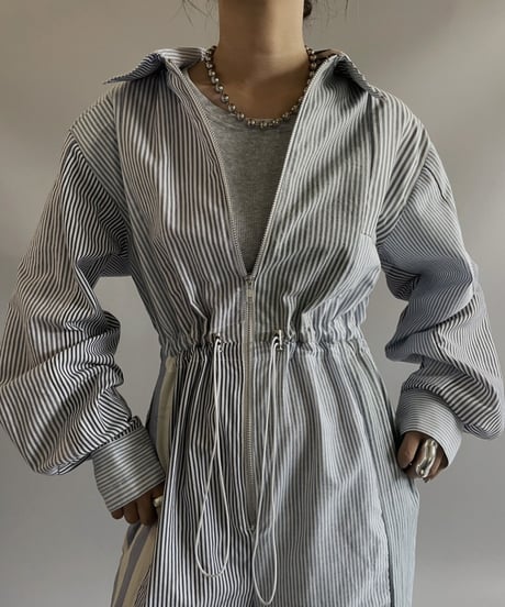 【RE;CIRCLE】 RE Patchwork Strip Shirt Jump Suits/ 230824-010