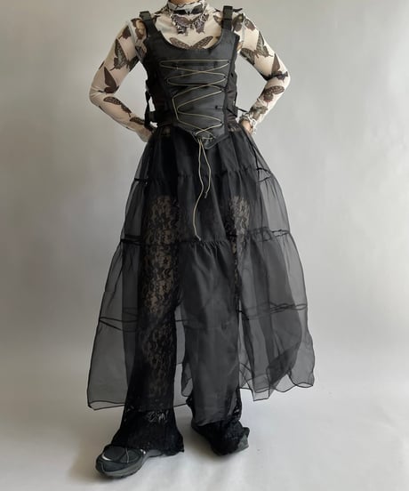 【USED】 Camisole Sheer Gather Long One-Piece/241006-033