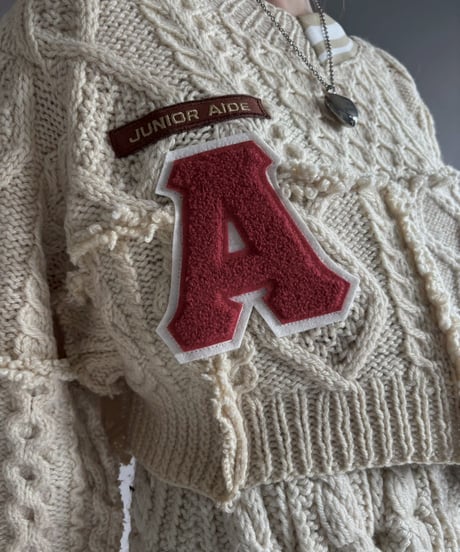 【RE;CIRCLE】 RE Aran Knit Wappen Patchwork Pullover Top / 251218-001