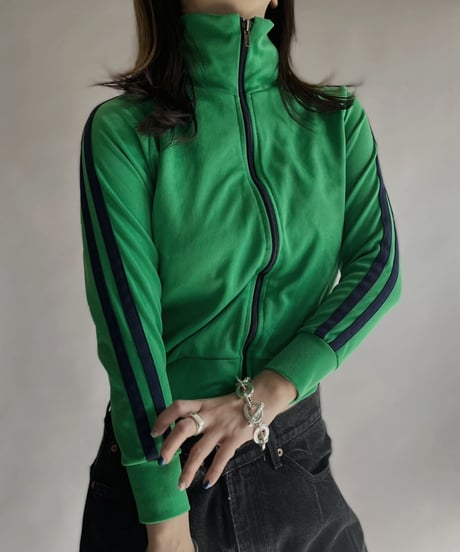 【USED】 Poly Zip-up Line Top Green / 230128-003