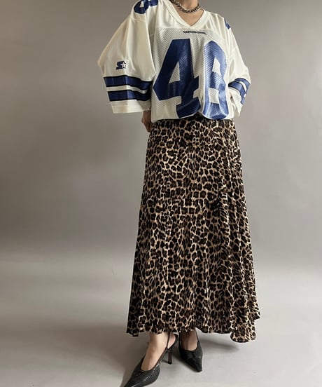 【USED】 Leopard PatternedPleats Long Skirt/ 240907-009