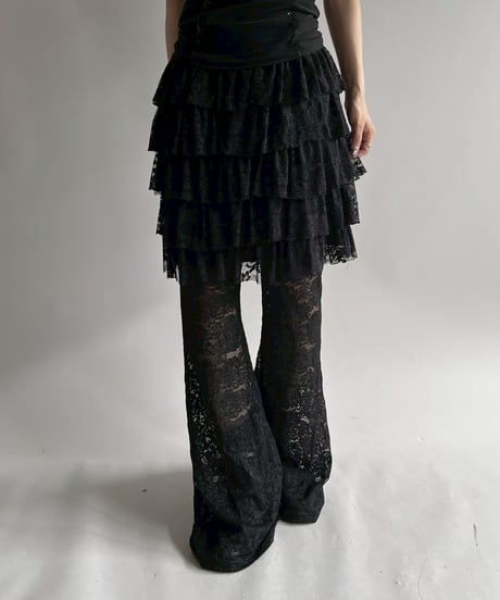 【USED】 Lace Pattern Tiered Skirt  / 250726-022