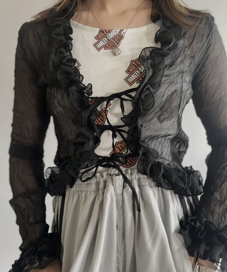 【USED】  L/S Sheer Frilly  Shirt / 230624-031