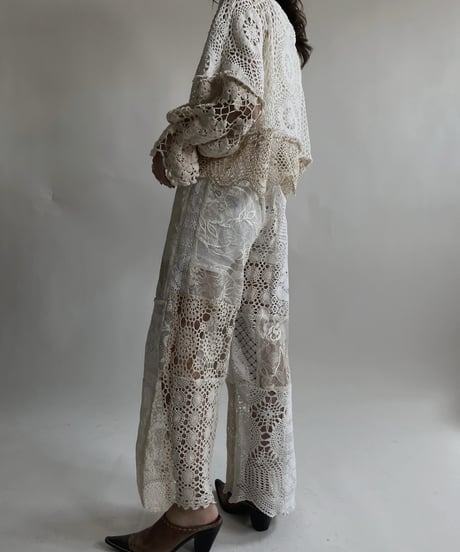 【RE;CIRCLE】 RE Crochet Lace Patchwork Pants / 220427-019