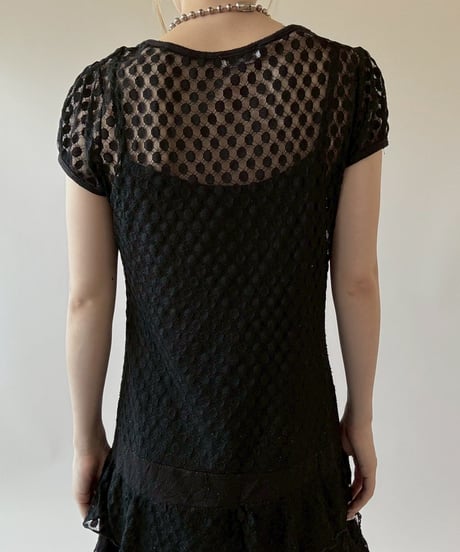 【USED】 Lace Pattern S/S Sheer One-Piece  / 250628-001
