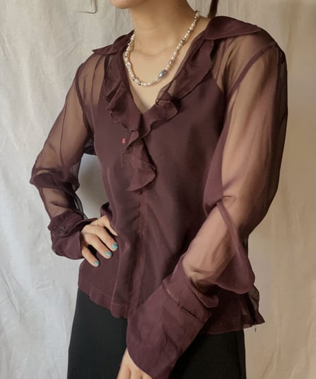 【USED】L/S See-through  Blouse  /210318-007