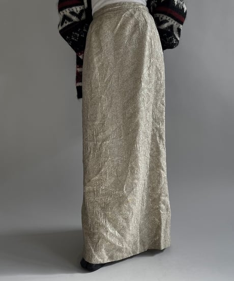 【USED】 Patterned Lame Long Skirt /241228-007