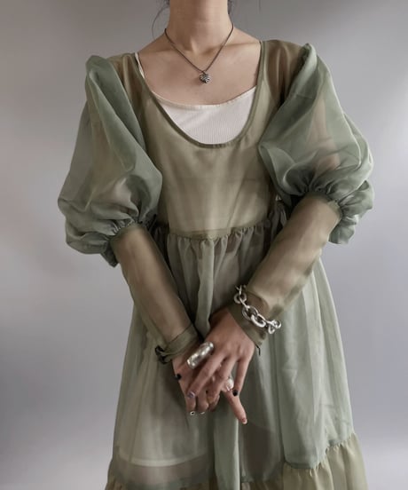 【RE;CIRCLE】 RE Sheer Puff Sleeve One-piece / 230706-001