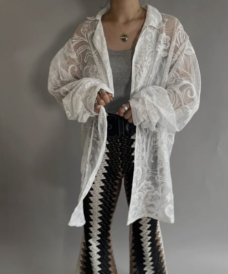 【RE;CIRCLE】 RE Men's Crochet Lace Shirt / 220915-005