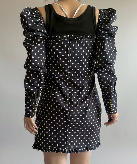 【USED】 SOFIA Dot Pattern Puff Sleeve Mini One-Piece / 260404-025