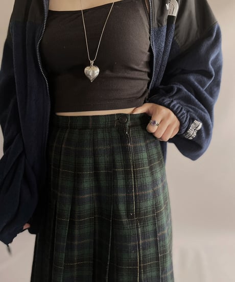 【USED】 Tartan Check Tucked Wool Skirt /231021-008