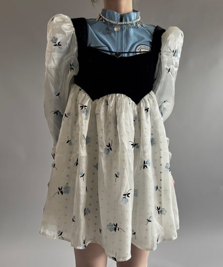 【USED】 Puff sleeves mini One-Piece  /250920-022