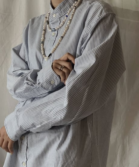 【RE;CIRCLE】 RE Stripe Band Collar Shirt②/210414-028