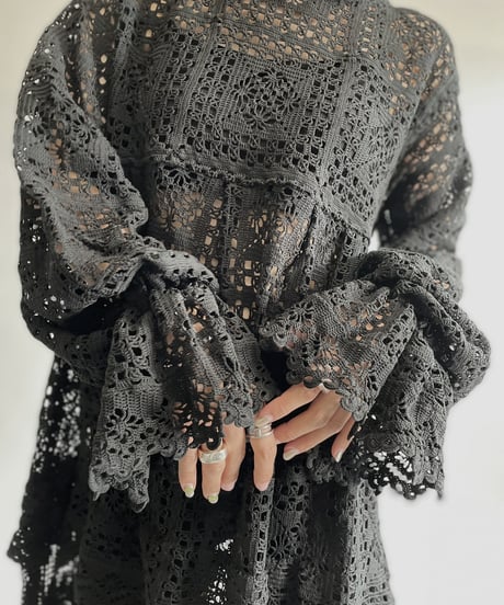 【RE;CIRCLE】 RE Crochet Black Lace One-piece / 220728-019