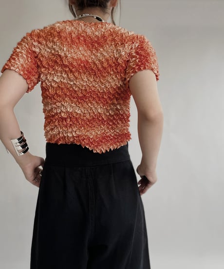 【USED】 Orange Color Popcorn Top / 220709-013