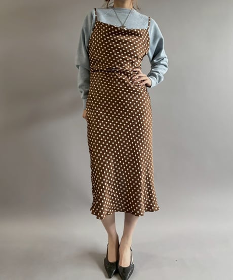 【USED】 Dot Pattern Long Camisole One-Piece  /251115-018